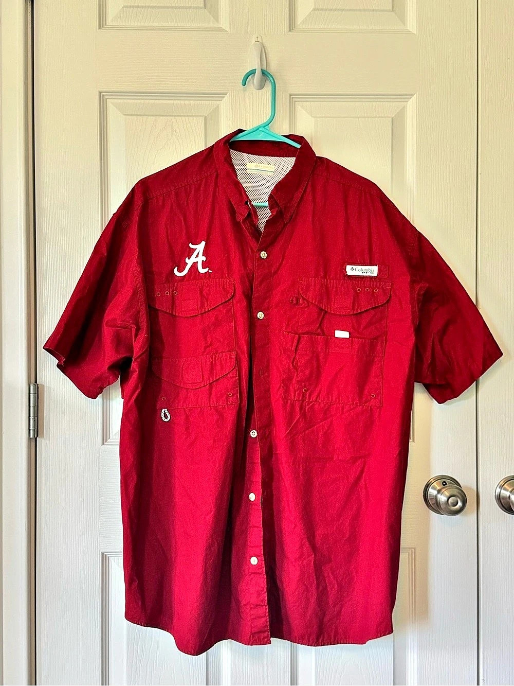 Columbia Men's Collegiate PFG Tamiami Short Sleeve Shirt - Alabama Crimson Tide